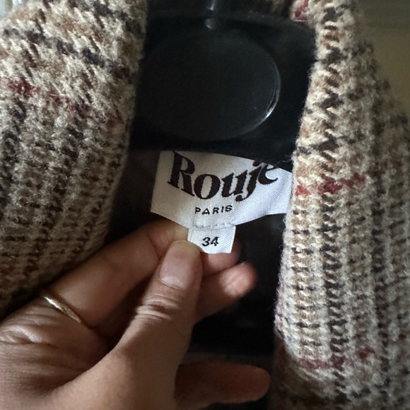 Rouje Textured Knit Jacket in Brown and Red - Picture 2 of 3